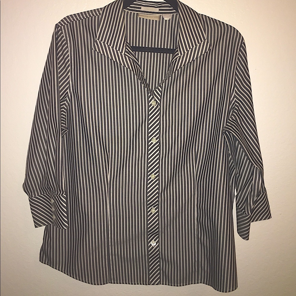 Chicos Gray and White Shirt